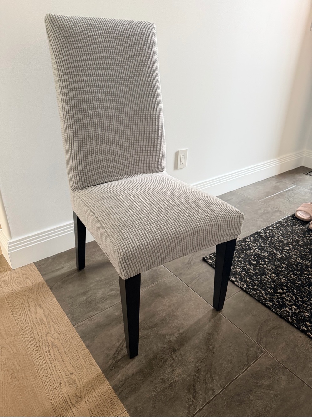 Neutral Light Gray Dining Chair Slip Covers Set of 8
